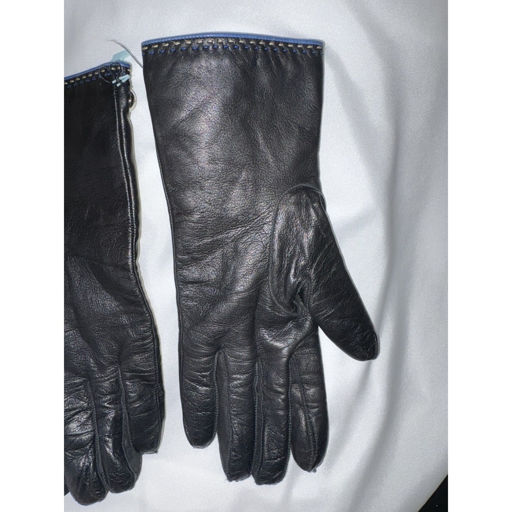VintageWomen's Coach Black 100% Leather Gloves ,Size 8 -Lined 100% Cashmere - Picture 12 of 15